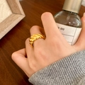 French vintage croissant ring in gold finish with elegant spiral textured design - Croissant Style (C-26) / Gold