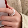 Elegant white freshwater pearl beaded ring for women featuring a minimalist design - Pearl Beaded Ring (C-428) / Pearl White