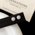 Detailed view of silver spherical stud earrings with micro-pave white cubic zirconia stones - Silver Ball Style (A-1181)