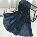 Navy blue semi-transparent chiffon shawl with silver glitter stripes hanging elegantly - Navy Blue