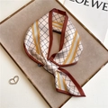 Elegante sciarpa in finta seta con motivo geometrico a rombi su vassoio di velluto marrone - Righe Beige Caldo Arancione Marrone (CK13-2)