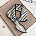 Classic black and white striped silk scarf knotted on a premium velvet display tray - Black White Classic Diagonal Stripes (CK7-1)