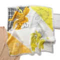 Artistic floral square silk scarf with yellow flower prints and black grid line design - Bright Yellow Floral And Black White Grid Style (FJ600-2)