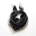 Minimalist black and white silk square scarf with geometric cross patterns on white background - Bandana / Black and White Cross Pattern (FJ602-1)