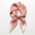 Classic red and white striped silk square scarf with glossy finish on white background - Red and White Geometric Stripe Style (FJ599-4)