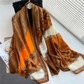 Sciarpa chic multicolore con stampa a catena e maculato, accessorio di moda raffinato - Cuciture Arancione Marrone (YM229-4)