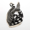 Elegant polka dot satin silk scarf for women in classic black and white pattern design - Black White Density Polka Dot (FJ610-3)