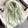 Light green and white geometric chain print scarf on soft knit fabric for women - Light Green (YM225-2)