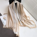 Elegant chain pattern 180x90cm cotton linen scarf with camellia flower decoration - Beige Gold (YM225-3)