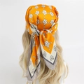 Eleganter hellorangener Seidenschal mit geometrischem H-Muster als Kopfschmuck - Hellorange (FJ609-1)