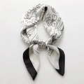 Elegant 70x70cm silk-like scarf with black and white artistic floral and figure patterns - White (FJ612-1) / 70x70cm