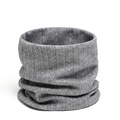 Close-up of grey knitted snood featuring detailed vertical wheat ear texture and soft fabric - Heather Grey
