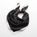 Elegant 70x70cm square silk scarf with black white abstract line art and satin finish - Black (FJ612-3) / 70x70cm