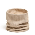 Cache-cou en tricot épais avec motif de blé et côtes verticales en beige - Abricot