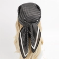 Classic black and white checkered square scarf tied on golden hair in minimalist style - Black and White Small Grid Bandana Style (FJ617-3) / 70x70cm