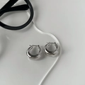 Silberne Crescent-Creolen mit hohlem Tropfendesign und Mikro-Zirkonia-Besatz für Damen - Silber