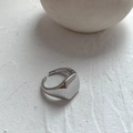 Minimalist square open ring in polished silver finish with adjustable band design - Square Polished Ring (Silver Plated) / Silver