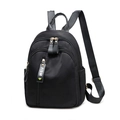 Mini mochila de nylon negro con correa FIDM y gran capacidad de almacenamiento - Grande / Negro
