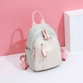 Mini oxford cloth backpack in mint green and beige contrast with pink strap accents - Small / Fruit Green