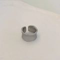 Detailed macro view of wide matte silver ring with elegant irregular wavy edges - Silver Matte Wide Band Ring