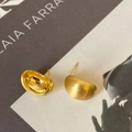 Gold-plated curved bean earrings with brushed matte finish and polished interior details - Gold Brushed Bean Curved Stud Earrings