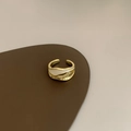 Adjustable gold plated irregular ring with white wave enamel inlay for women - Mixed White Irregular Enamel Ring