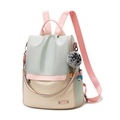 Damenrucksack aus Nylon in Mintgrün und Rosa mit dekorativem Plüschanhänger - Obstgrün