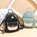 Mini sac à dos coréen pour femme en noir et vert menthe avec pendentif cerf doré - Vert Petit