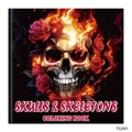 Gothic schedels en skeletten kleurboek omslag met rode rozen en vlammend detail - Gothic Schedels Stijl (TS2001)