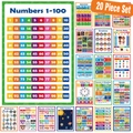 Lot de 20 affiches éducatives pour enfants avec lettres, chiffres et illustrations - 42x28cm (Ensemble de 20)