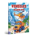 3D view of vehicles coloring book cover featuring a yellow helicopter and truck - Car Coloring Book (TS21)
