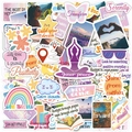 Close-up of assorted waterproof PVC inspirational stickers for journals and DIY decor - 50Pcs Motivational Stickers A (Y027)