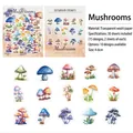 Detailed view of 30pcs watercolor mushroom stickers on transparent washi paper for scrapbooking - Mushroom Theme