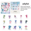 Macro detail of 30pcs jellyfish washi stickers showing translucent watercolor designs - Jellyfish Theme