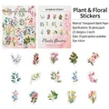 Close-up of watercolor botanical washi stickers showing floral patterns and clear backing - Botanical