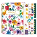 Floral Budgetplaner mit Spiralbindung und funktionalen Finanz-Tracking-Aufklebern - Künstlerischer Aquarell-Blumenstil B (MJ016-Budgetplaner Set B)