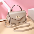 Chic khaki matte leather crossbody bag with envelope flap and golden twist lock - Khaki