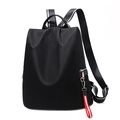 Zaino minimalista in nylon oxford nero per donna con tirazip decorativi rossi - Nero
