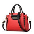 Elegant red and black contrast women's tote bag with premium gold hardware accents - Black And Red