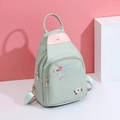 Zaino in tessuto Oxford verde menta e rosa con ricamo floreale per donna - 3599 Verde