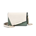 Bolso bandolera pequeño bicolor con cadena y detalle de Romantic Paris elegante - Blanco roto y verde
