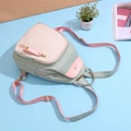 Pink and pea green contrast oxford cloth backpack with stylish adjustable shoulder straps - Avocado Green