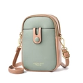 Borsa a tracolla porta cellulare verde menta e rosa con doppia cerniera - Cachi e Verde