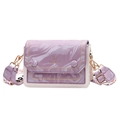 Borsa a tracolla lavanda effetto marmo con contrasto crema e tracolla floreale - Marmo Viola