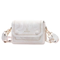Borsa a tracolla da donna con texture marmo e tracolla larga a fiori colorati - Motivo Marmo Bianco Sporco