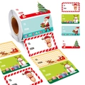 Rotolo di etichette natalizie adesive con Babbo Natale e renna per i regali - 500 Adesivi/Rotolo / Etichette Classiche di Natale