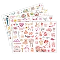 Set van 220 aquarel roze hart stickers voor bruiloften met romantische liefdesmotieven - Liefde Bruiloft Stickers (G009)