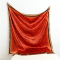 Classic orange Paisley silk square scarf 90cm with elegant drape and satin finish - 90*90cm / Orange Red Paisley Style (FT208-2T)