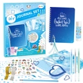 Blue DIY journal set with notebook, stickers, and pens in an elegant gift box for girls - Blue