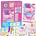 DIY Tagebuch Set für Mädchen mit Marmor Notizbuch und Stickern zum kreativen Basteln - Lila